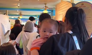 Disneyland Visitor Makes Funny Faces at a Baby