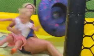 Mother and Daughter Full Send Into Ball Pit