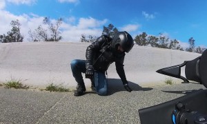 Car Covers Whole Road, Hits Motorcyclist