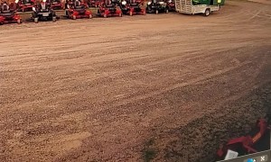 Trailer Blown By Wind Misses Mowers