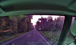 SUV Tries to Pass While Semi Passes Garbage Truck