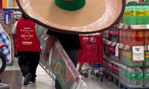 Man Dons a Giant Sombrero