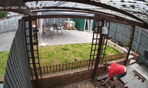 Hammer Slips From Man's Hand and Breaks Window