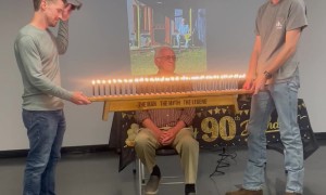 Grandpa Uses Leaf Blower to Blow Out Birthday Candles