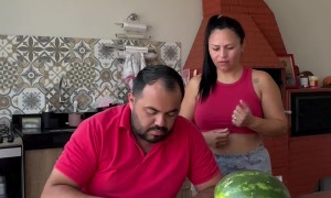 Woman Impatiently Breaks Open Watermelon