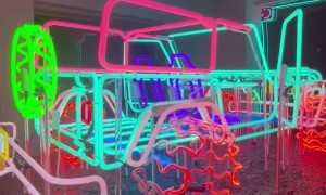 3D Neon Glass Jeep