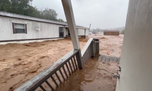 Deep Floodwater From Hurricane Helene Threatens Trailer Homes