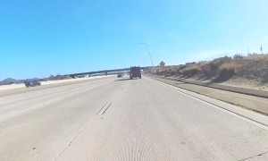 Motorcyclist's Helmet Cam Captures Blue Angels Flying Over Highway