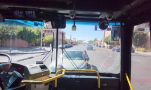 Bus Collides Car Turning on Red