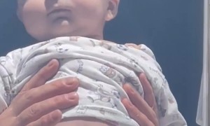 Serious Baby Stares Out Window