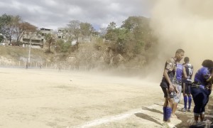 Football Match Interrupted By Whirlwind