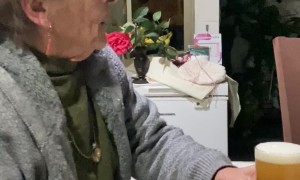 Grandma Takes Her Daily Pills With Beer
