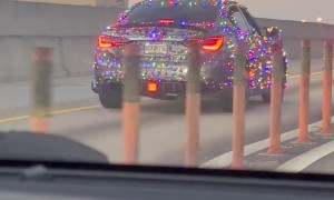 Car Covered in Christmas Lights