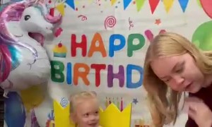 Birthday Cake Candle Sets Mom's Hair on Fire