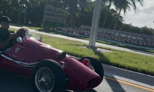 Dog Drives a Vintage Ferrari on Florida Street