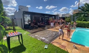 Slip-and-Slide Party Game Fail