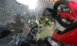 Corn Seller Going The Wrong Way Hits Motorcyclist