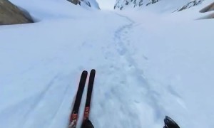 Professional Skis Steep And Narrow Path