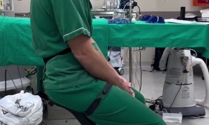 Doctor Uses Wearable Chair in the Operating Room