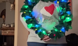 Light-Up Holiday Wreath Sweater