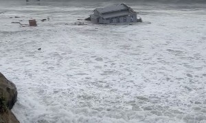 Santa Cruz Wharf Clubhouse Overtaken By Waves