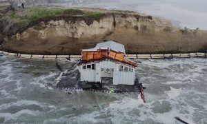 Drove POV Of Bathroom Washed Off Santa Cruz Wharf