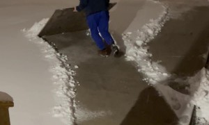 Plywood Shovel Makes Quick Work Of Driveway Snow