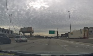 Aggressive Tailgater Slams Into Interstate Divider
