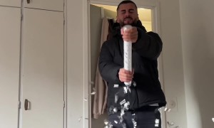 Man Holds Confetti Popper the Wrong Way