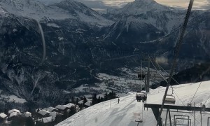 Dirty Snow Art On Swiss Ski Hill