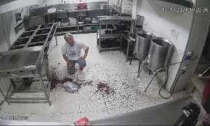 Woman Slips on Beans