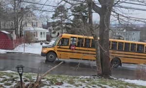 School Bus Is No Match for Icy Hill