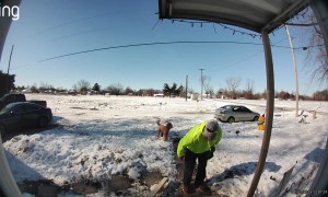 Man slips on Porch and Takes Out a 2x4