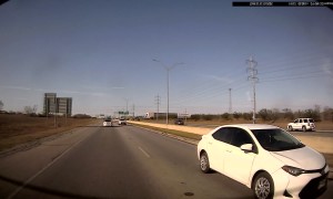 Driver Swerves To Avoid Trash Bag