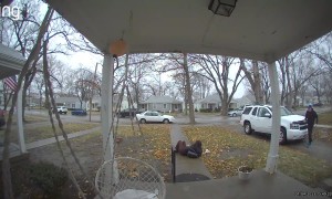 Girl Slips and Takes a Hard Fall While Heading Out