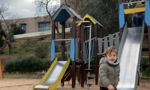 Mom Fails Following Son Down Slide