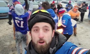 Buffalo Bills Fan Jumps Thru a Flaming Table and Catches Fire