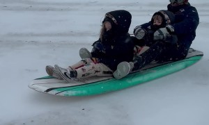 Sledding on the Beach