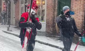 French Quarter Musicians Play In Historic Snowfall