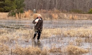 Woman Saves Goose Frozen in Icy Pond