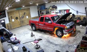 Pickup Truck In Garage Goes Up In Flames