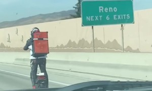 Man Rides Electric Unicycle On Freeway