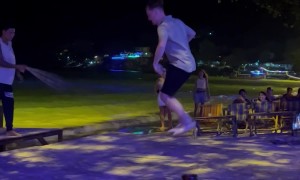 Man Falls on Flaming Jump Rope
