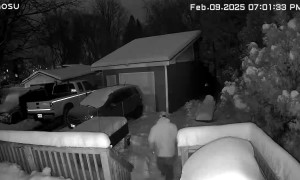 Man Slips In Snow At The End Of A Long Day