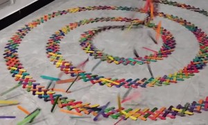 Interlaced Labyrinth Of Popsicle Sticks Pops Off