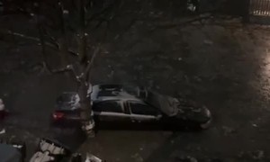 Freezing Floodwater In Detroit