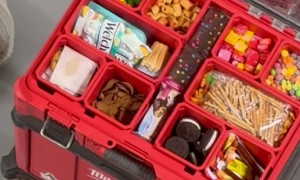 Construction Worker Hides Snacks In Tool Box