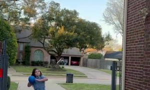 One-Handed Basketball Bounce Trick Shot