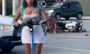 Scooter Video Accidentally Documents Nearby Traffic Accident