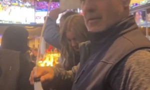 Beer Geyser Spouts Over Several Strangers